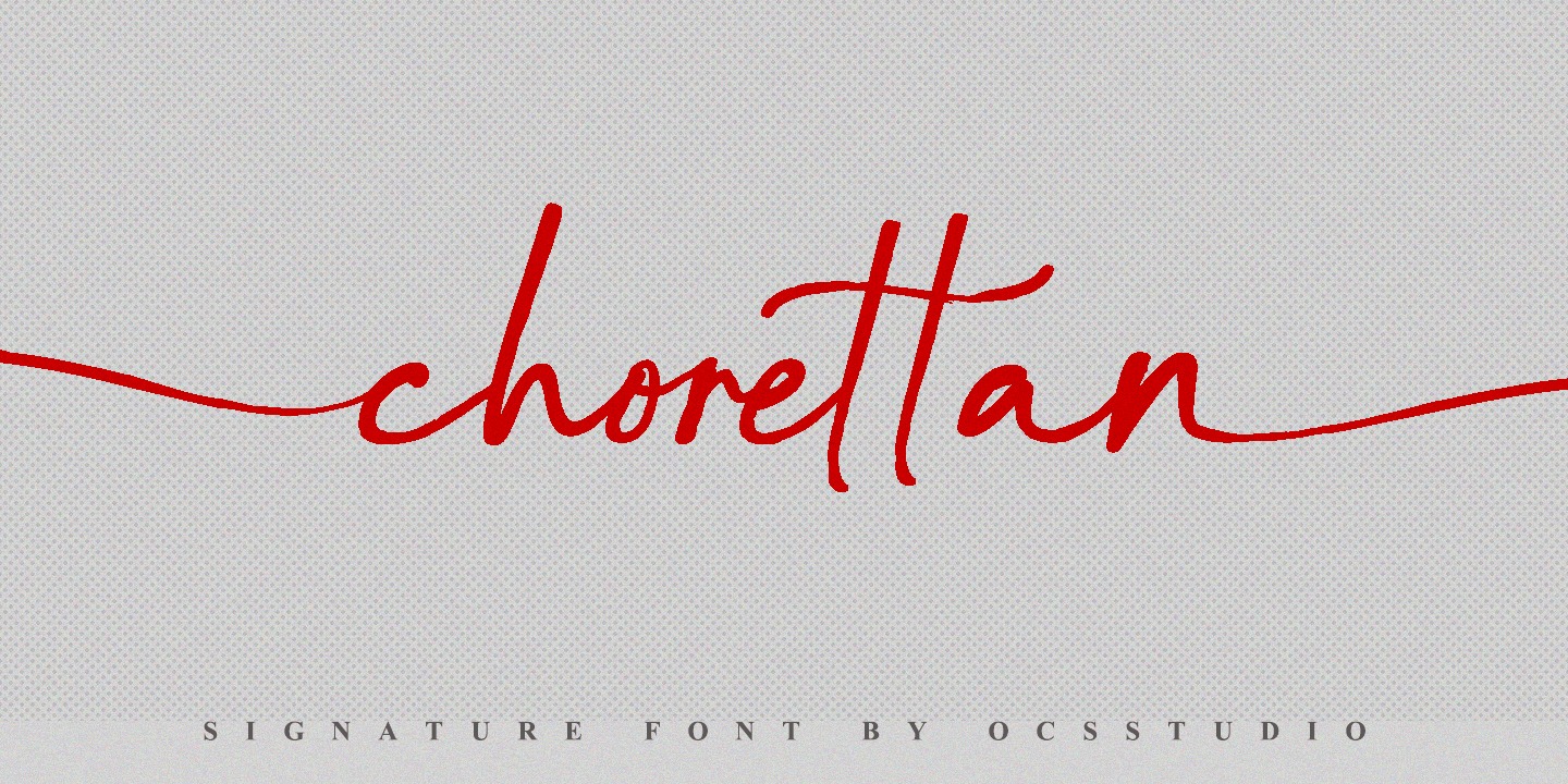Ejemplo de fuente Chorettan Italic